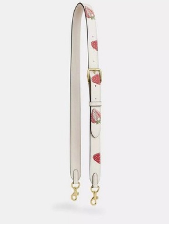 Coach Handbags - Coach White Leather Strap with Red Strawberry Print and Gold Hardware